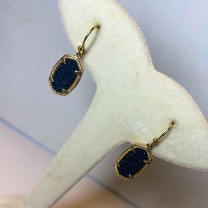 Kerri Gold Black Druzy Stone Earrings
